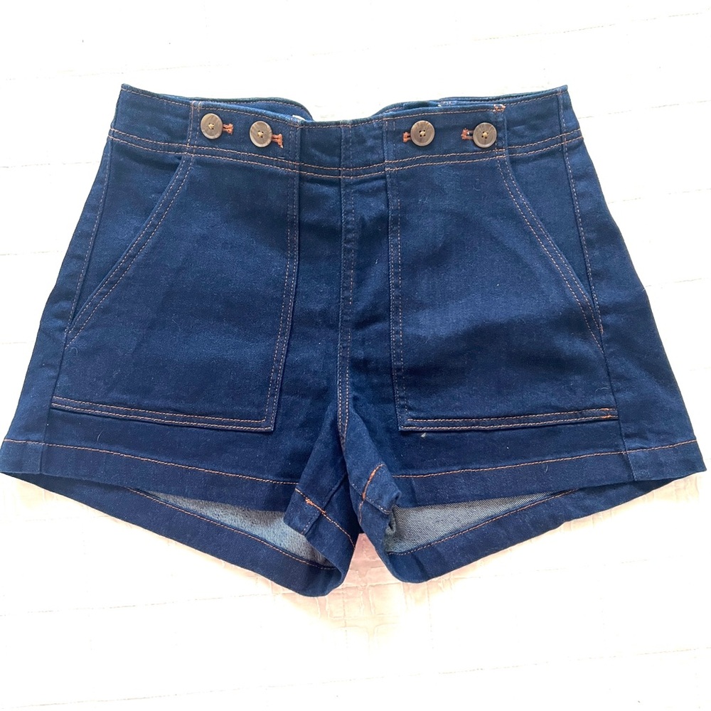 Anthro Pilcro NWOT High-Rise Dark Blue Denim Shorts in cute sailor style.